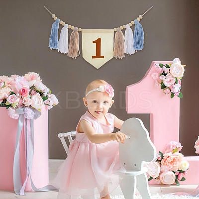 Bohemian Cotton Braided Tassel Banners AJEW-WH0752-049A-1