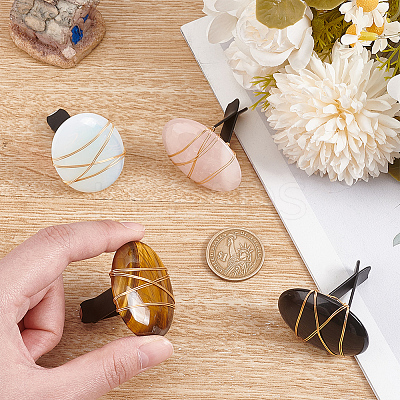 4Pcs 4 Style Oval Gemstone Car Air Vent Clips JEWB-AB00027-1