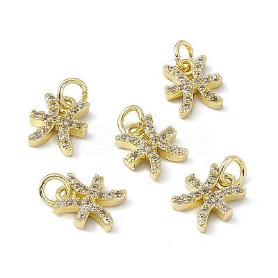 Real 18K Gold Plated Brass Micro Pave Clear Cubic Zirconia Charms KK-E068-VB411-12-1