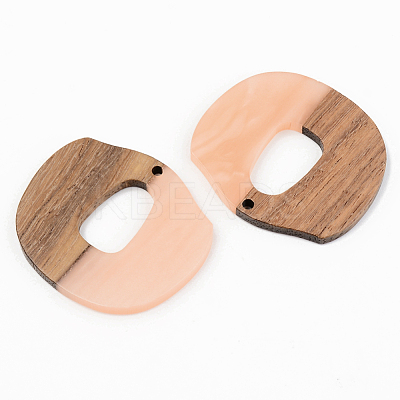 Opaque Resin & Walnut Wood Pendants RESI-S389-045A-C02-1