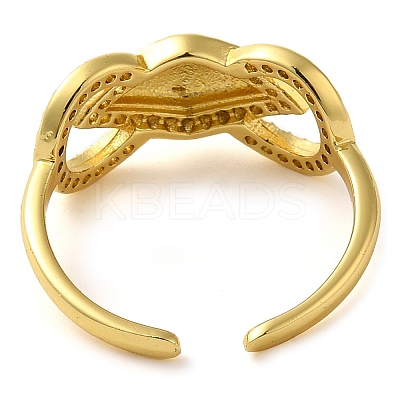 Bowknot Brass Micro Pave Clear Cubic Zirconia Open Cuff Rings for Women RJEW-Z070-06G-1