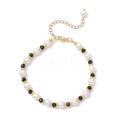 Shell Pearl & Dyed Natural Malaysia Jade Round Beaded Bracelets for Women BJEW-JB12031-02-1