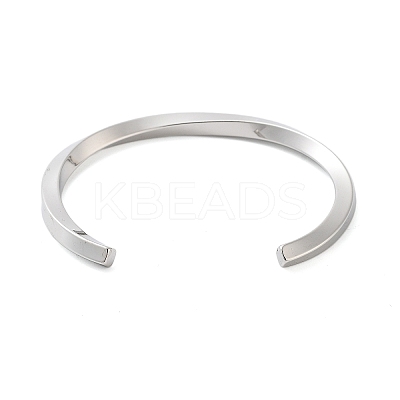 Non-Tarnish 304 Stainless Steel Twisted Open Cuff Bangles for Women BJEW-B097-01P-1