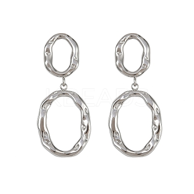 304 Stainless Steel Oval Dangle Stud Earrings EJEW-I319-02P-1