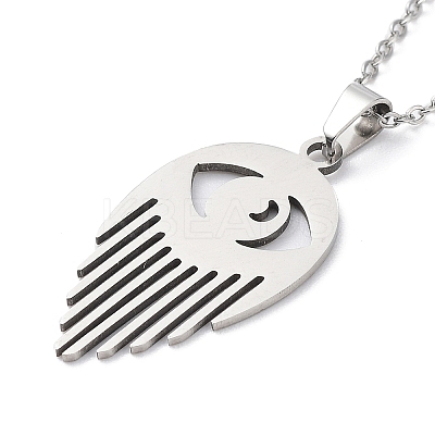 Non-Tarnish 201 Stainless Steel Eye Pendant Necklace with Cable Chains NJEW-Q317-01P-1