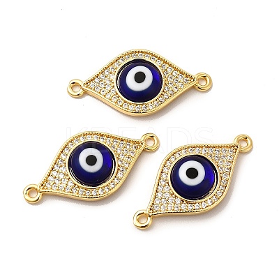 Rack Plating Real 18K Gold Plated Brass Micro Pave Clear Cubic Zirconia Connector Charms ZIRC-L102-02G-04-1