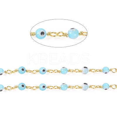 Handmade Evil Eye Lampwork Round Beaded Chains LS-CHC-G009-A-G01-1