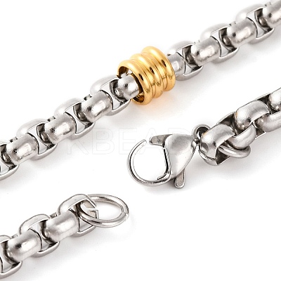 304 Stainless Steel Box Chain Necklaces for Women NJEW-G140-03GP-1