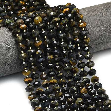Natural Yellow and Blue Tiger Eye Beads Strands G-P573-A05-01-1