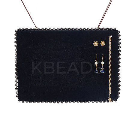 Rectangle Velvet Earrings Hanging Display Stands EDIS-WH0022-12B-1