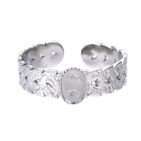 Non-Tarnish 304 Stainless Steel Open Cuff Finger Ring Cabochon Settings STAS-T060-09P-1