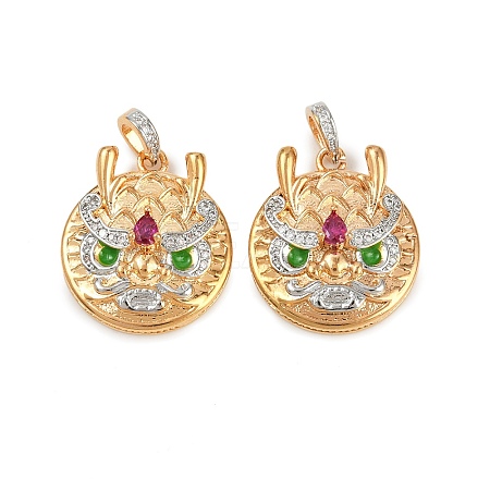 Brass Micro Pave Cubic Zirconia Pendants KK-K351-53G-1