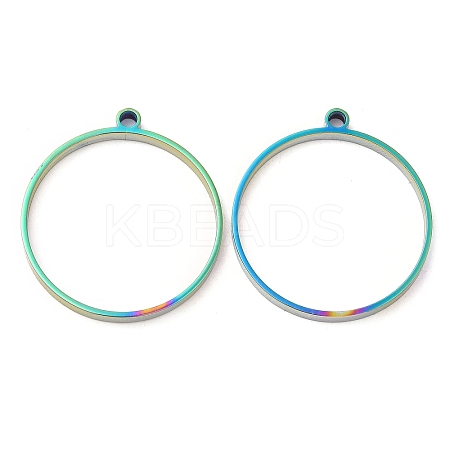 304 Stainless Steel Open Back Bezel Flat Round Pendants STAS-Z040-04A-RC-1