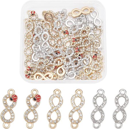 48Pcs 3 Style Alloy Rhinestone Links Connectors ALRI-FH0001-04-1