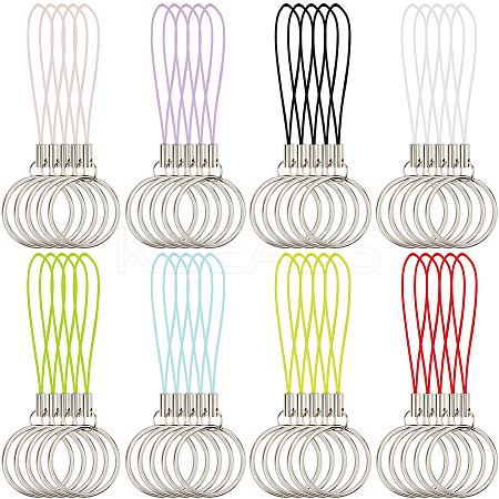 64Pcs 8 Colors Nylon Cord with Zinc Alloy sleeve Mobile Straps FIND-GF0006-51-1
