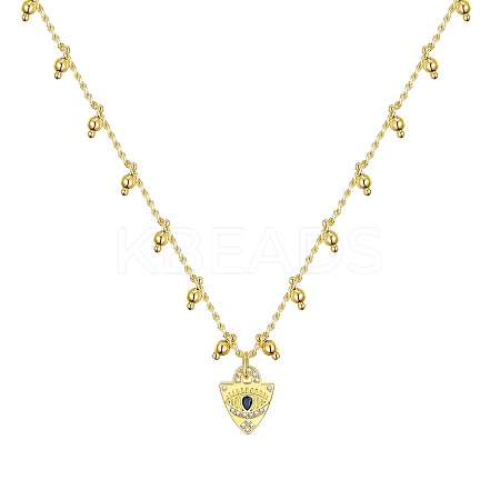 Eye Brass Micro Pave Cubic Zirconia Pendant Necklaces NJEW-PH01393-1