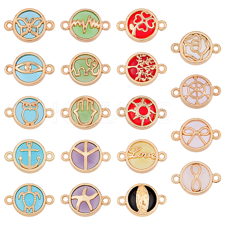 38pcs 19 styles Glass Connector Charms GLAA-DC0001-26-1