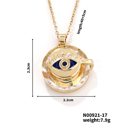 Vintage Sparkling Rhinestone Evil Eye Pendant Necklaces YZ2067-2-1