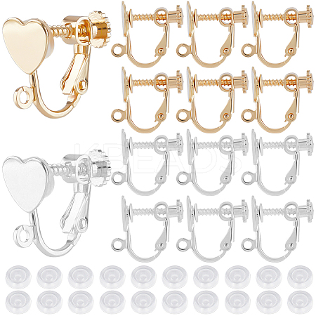 16Pcs 2 Colors Brass Clip-on Earring Findings FIND-SP0003-69-1