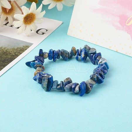 Natural Lapis Lazuli Chip Bead Stretch Bracelets for Children BJEW-JB06388-04-1