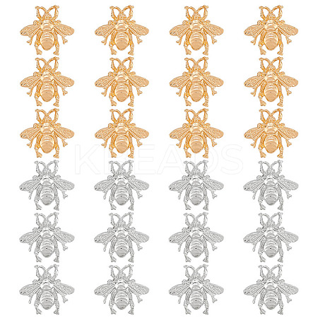 24Pcs 2 Colors Bees Alloy Brooch JEWB-ME0001-20-1