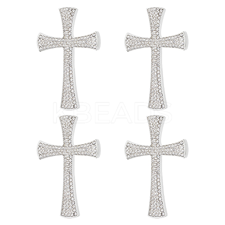 4Pcs Cross Rhinestone Lapel Pins JEWB-HY0001-50S-1