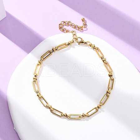304 Stainless Steel Long Oval Link Chain Anklets AJEW-A057-10G-1