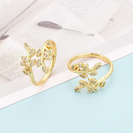 Brass Micro Pave Cubic Zirconia Cuff Rings for Women KK-T071-58G-1