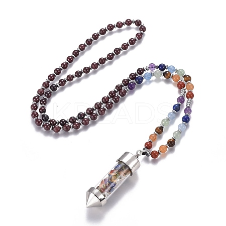 Natural Mixed Stone Pendant Necklace NJEW-I109-A05-1