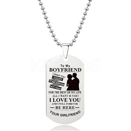 201 Stainless Steel To My Boyfriend Dog Tag Pendant Ball Chain Necklaces FS-WG527E6-25-1