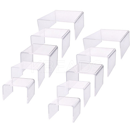 10Pcs 5 Styles Transparent Acrylic Display Riser Stands ODIS-GL0001-09-1
