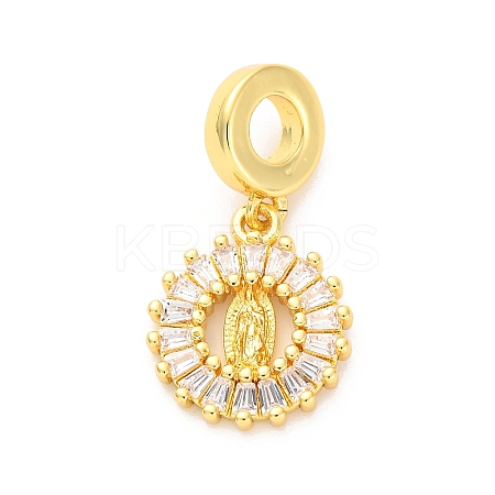 Brass Clear Cubic Zirconia European Dangle Pendants KK-D325-28G-08-1