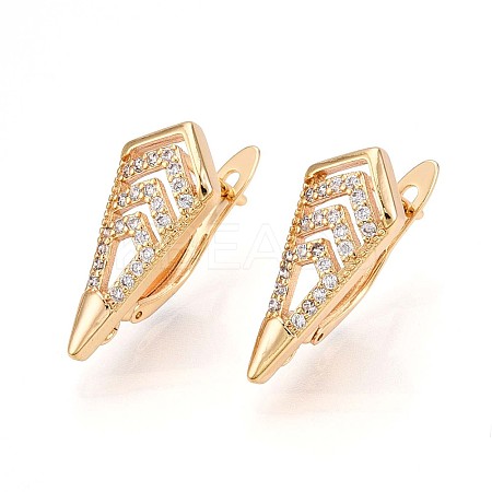 Brass Micro Pave Cubic Zirconia Hoop Earring Finding KK-N261-42G-1