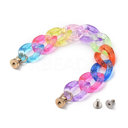 Transparent Glitter Powder Acrylic Curb Chain for DIY Keychains HJEW-JM00400-07-1