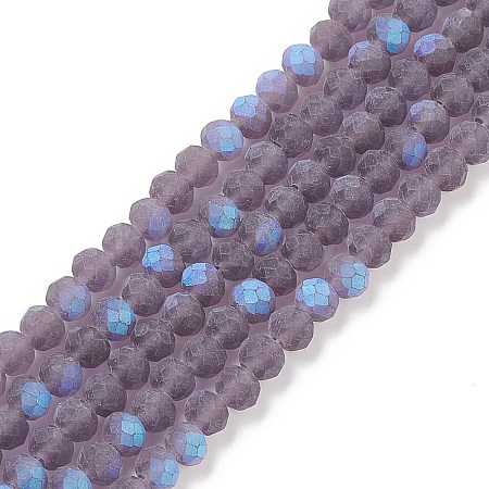 Half AB Color Plated Faceted Rondelle Glass Bead Strands EGLA-L007-F02-4mm-1