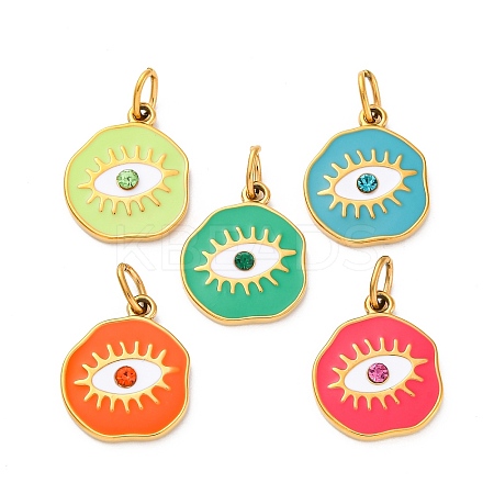 304 Stainless Steel Enamel Pendants STAS-I331-06G-1