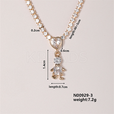 Shiny Family Theme Brass Micro Pave Cubic Zirconia Pendant Necklaces VW3054-3-1