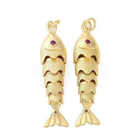 Rack Plating Brass Micro Pave Cubic Zirconia Pendants X-KK-M309-38D-G-1