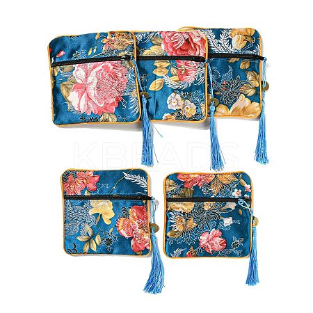 Chinese Style Floral Cloth Jewelry Storage Zipper Pouches AJEW-D063-01E-1