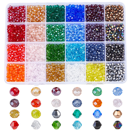 3000Pcs 24 Colors Transparent Electroplate Glass Beads EGLA-PA0001-29C-1