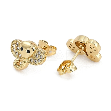 Brass Micro Pave Clear Cubic Zirconia Stud Earrings for Women EJEW-U030-03G-05-1