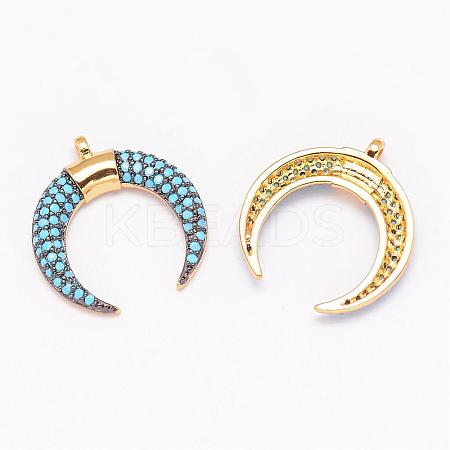 Brass Micro Pave Grade AAA Cubic Zirconia Pendants ZIRC-P019-04G-NR-1