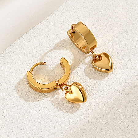 Elegant 201 Stainless Steel Heart Stud Earrings TZ6208-1