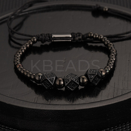 304 Stainless Steel Braided Beads Bracelets WG0F93D-34-1