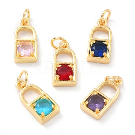 Real 18K Gold Plated Brass Micro Pave Cubic Zirconia Charms ZIRC-L100-080G-1