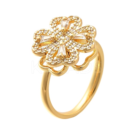 Flower Rotatable Finger Ring for Women RJEW-U035-01G-01-1