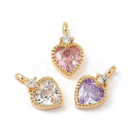 Brass Micro Pave Cubic Zirconia Charms KK-S531-02G-1
