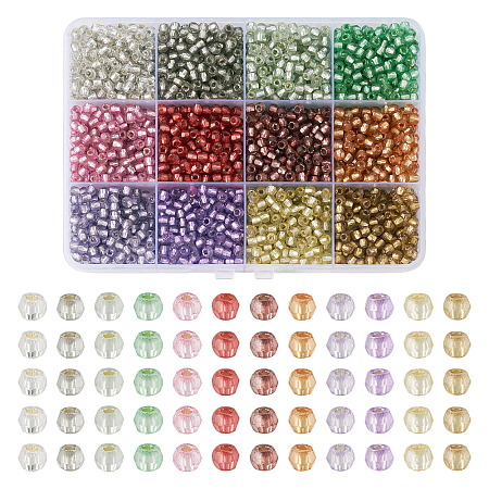 180G 12 Colors Silver Lined Glass Seed Beads SEED-TA0001-73-1
