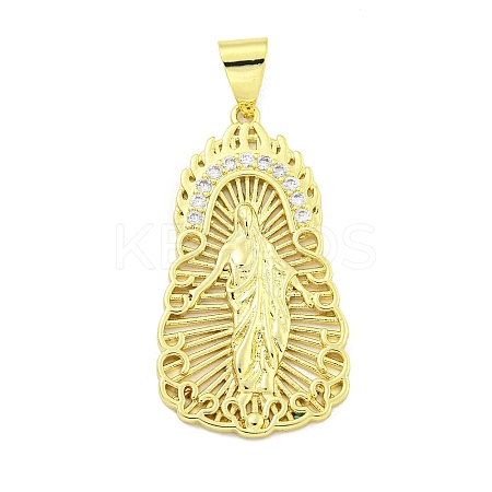Rack Plating Brass Micro Pave Clear Cubic Zirconia Pendants KK-B091-21G-01-1