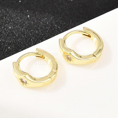 Star Brass Micro Pave Clear Cubic Zirconia Hoop Earrings EJEW-D348-21G-1